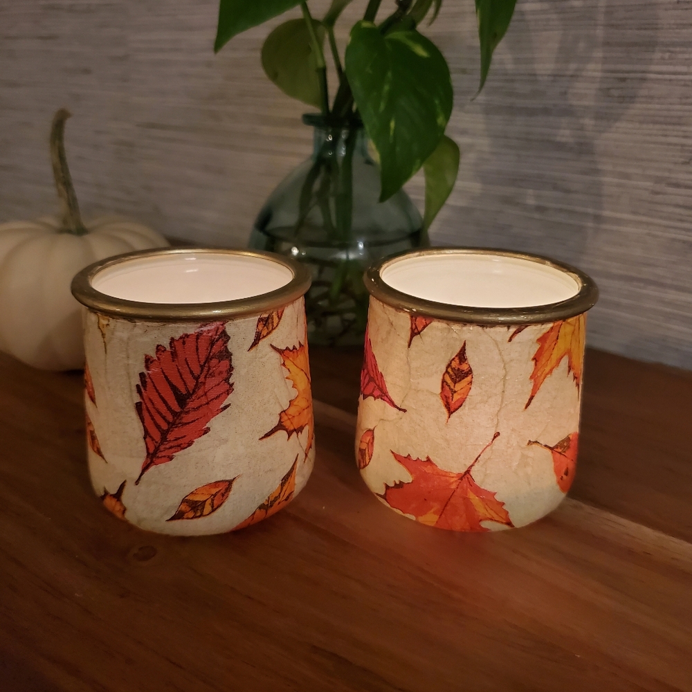 Oui Jar Seasonal Autumn Candle Votives Holder Cup Trinket Coin Jar
